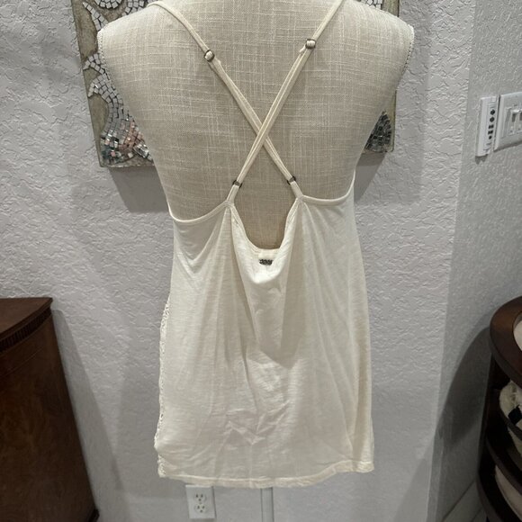 Roxy Womens Crocheted Accent Ivory Tank Top With Adjustable Straps size S - Picture 5 of 9